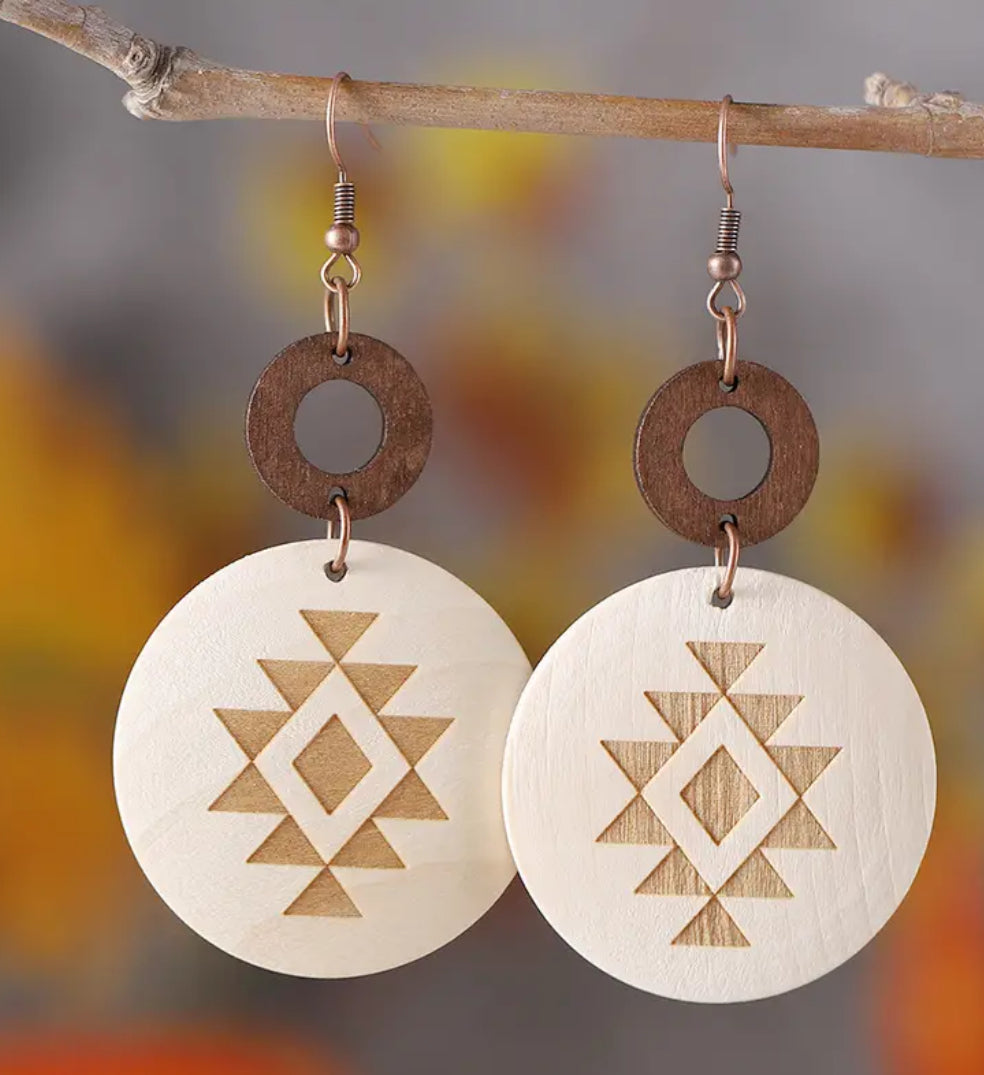 Aztec wooden earrings