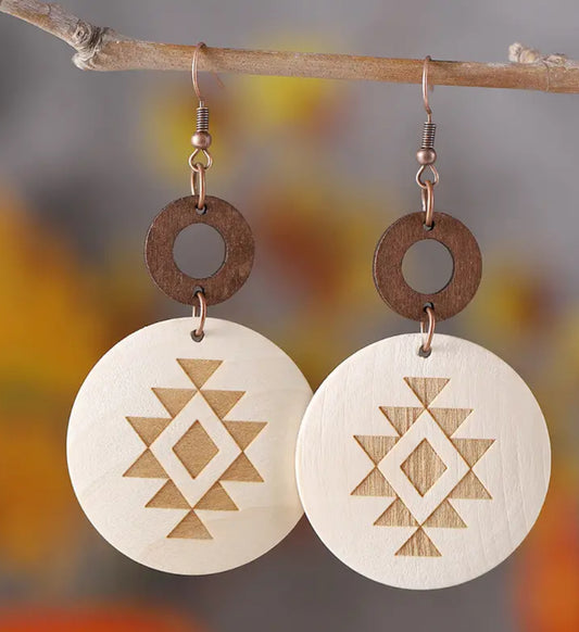 Aztec wooden earrings