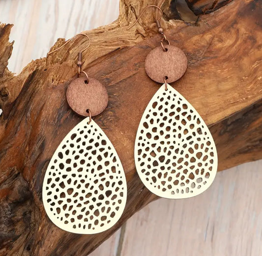 Wooden drop earrings