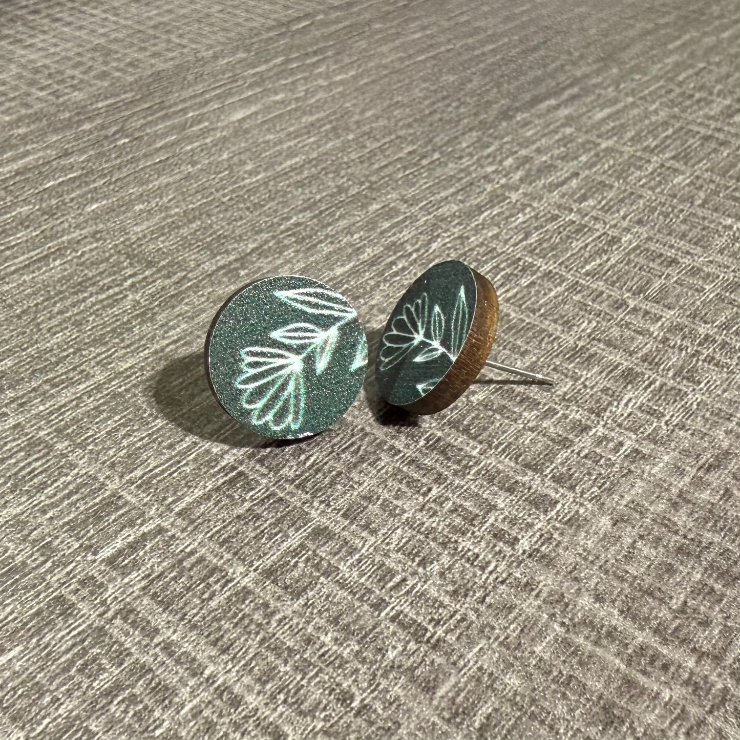 Wooden Leaf design stud earrings