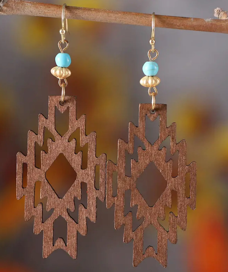 Brown Aztec earrings