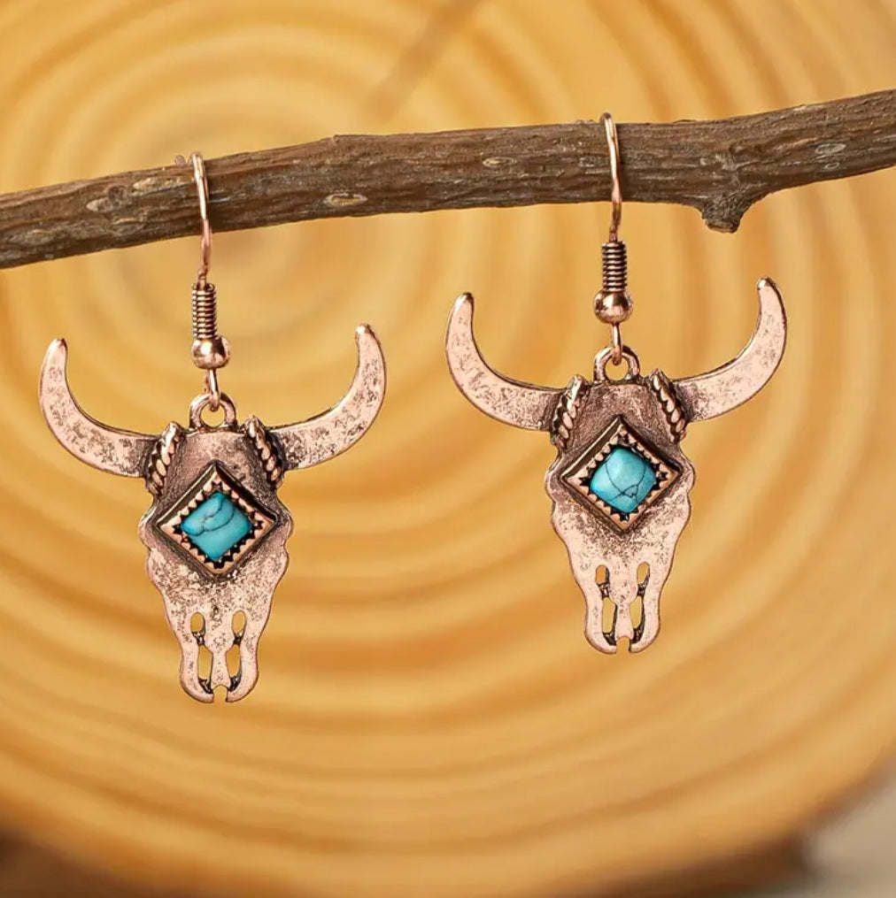 Bull skull earrings