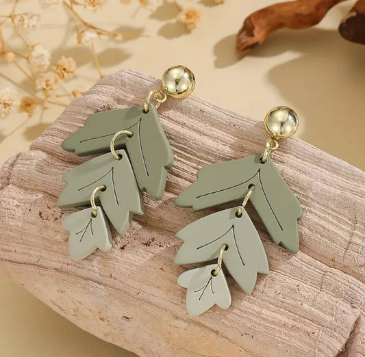 Clay leaf earrings