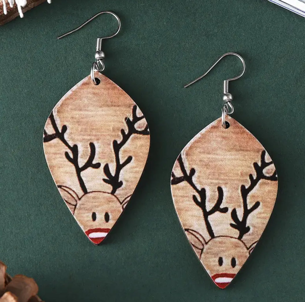 Christmas reindeer earrings