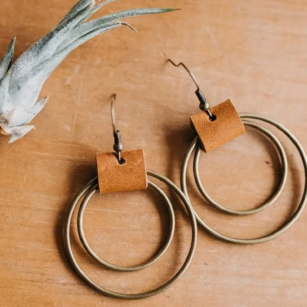 Vintage leather earrings