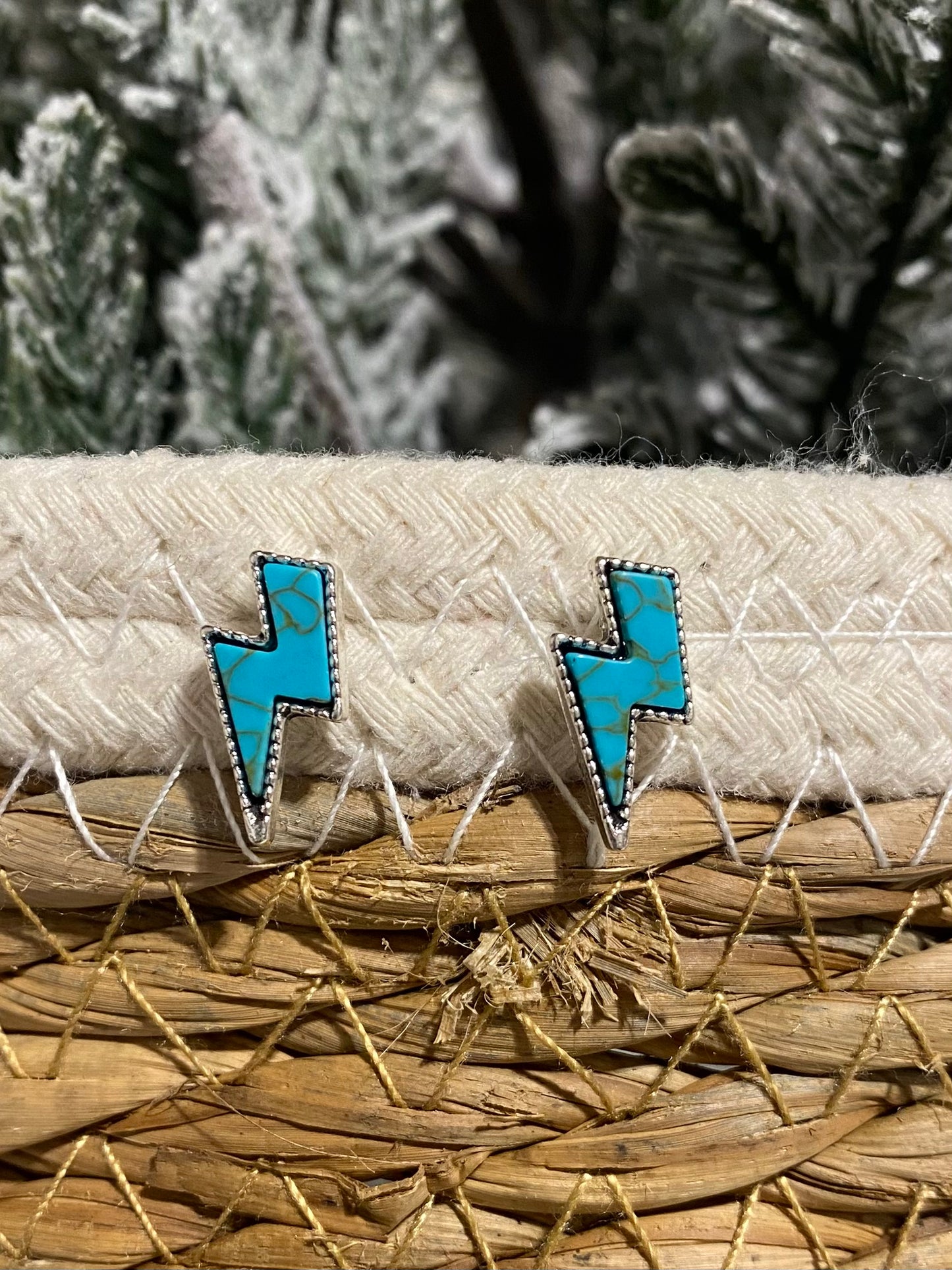 Lightening bolt blue earrings