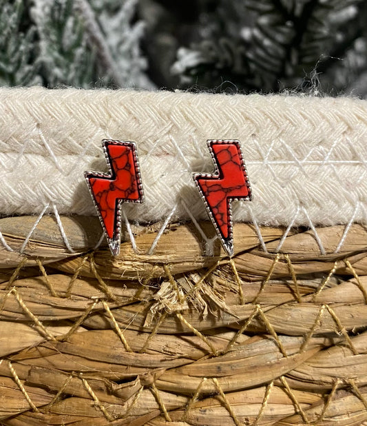 Lightening bolt red earrings