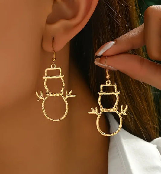 Christmas snowmen gold earrings