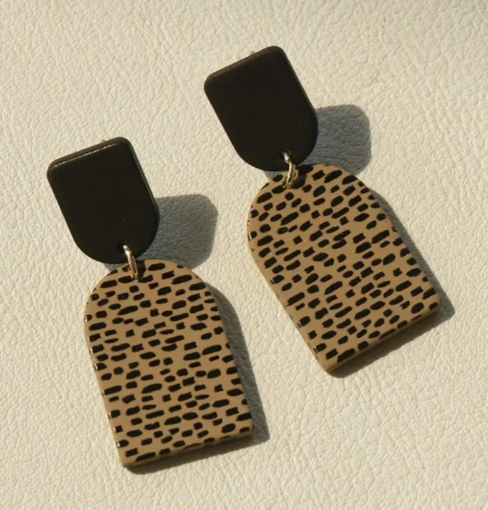 Leopard drop earrings