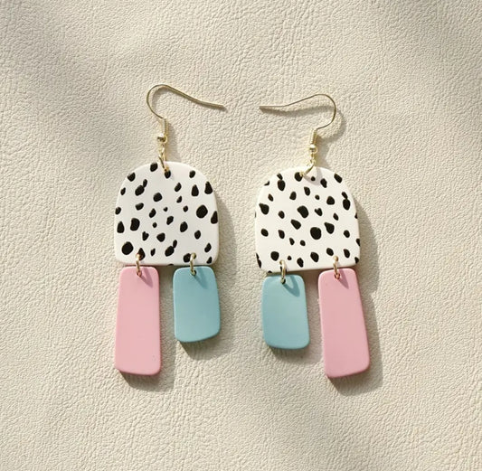 Pink and blue earrings