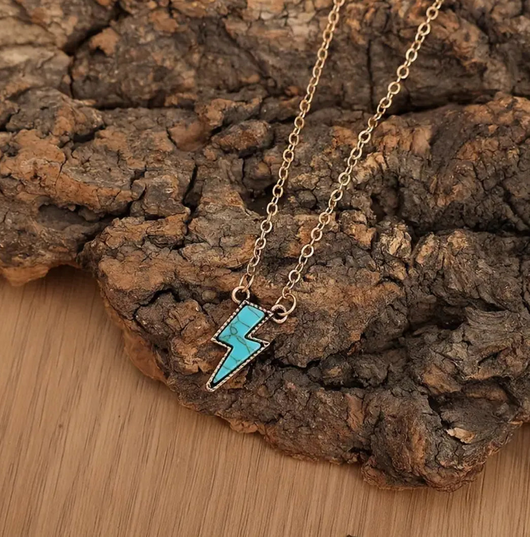 Turquoise bolt necklace